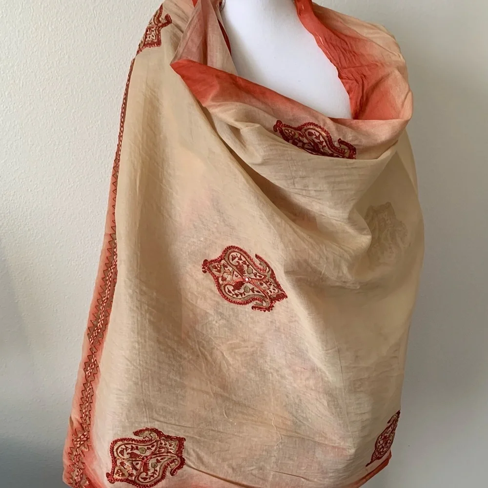 Orange and Cream Patterned scarf